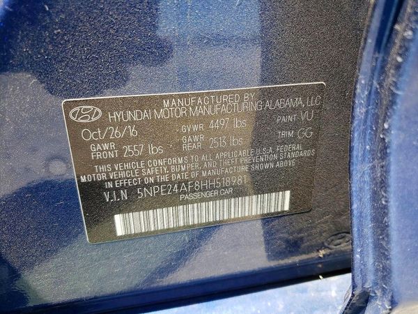 2017 HYUNDAI SONATA SE, Eco — VINS