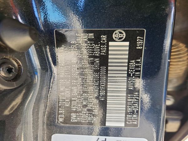 2013 TOYOTA CAMRY SOLA Hybrid — VINS