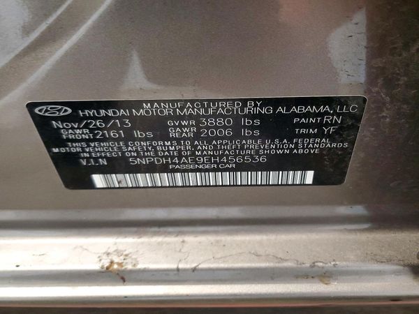 2014 HYUNDAI ELANTRA GLS(Middle) — VINS