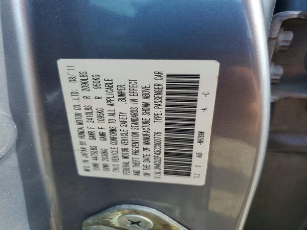 2012 ACURA TSX — VINS