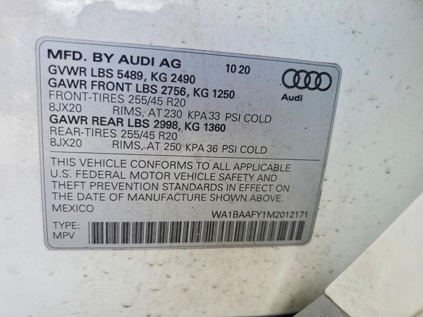 2021 AUDI Q5 — VINS