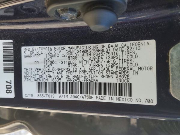 2013 TOYOTA TACOMA Delux — VINS