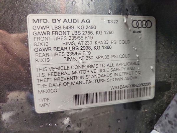 2022 AUDI Q5 — VINS