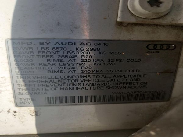 2017 AUDI Q7 quattro Premium Plus — VINS