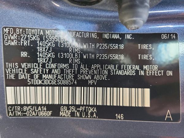2014 TOYOTA SIENNA — VINS