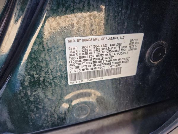 2019 HONDA PILOT EXL — VINS