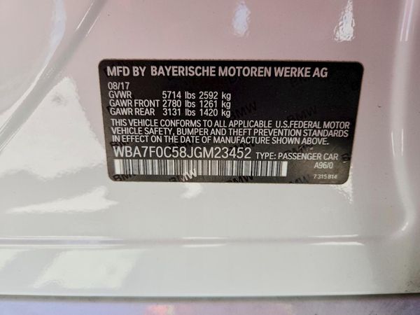 2018 BMW 750 — VINS
