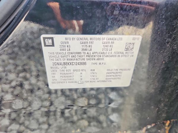 2012 CHEVROLET EQUINOX LS — VINS
