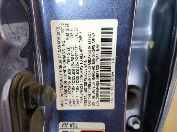 2013 HONDA CRV EX — VINS