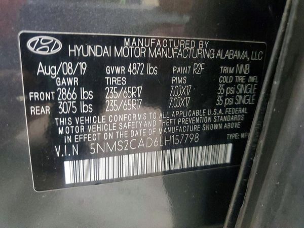 2020 HYUNDAI SANTA FE SE — VINS