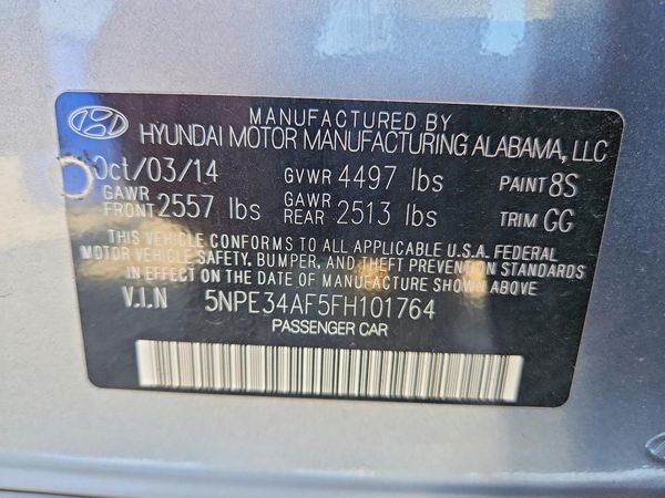 2015 HYUNDAI SONATA — VINS