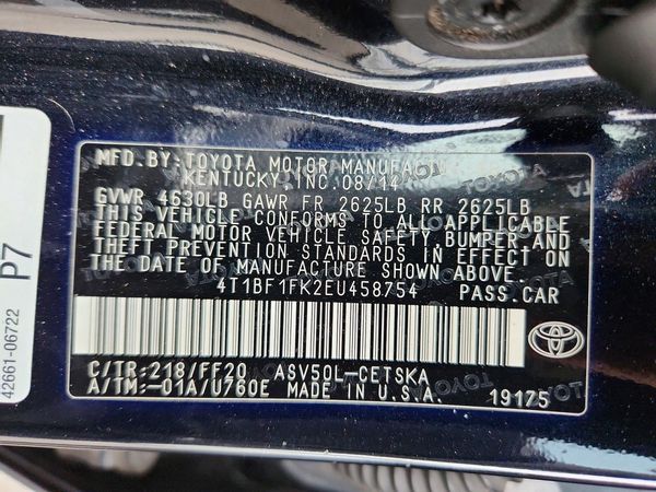 2014 TOYOTA CAMRY — VINS