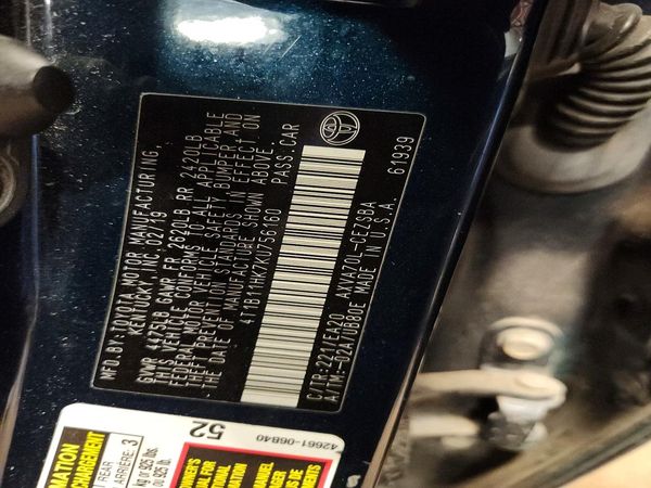 2019 TOYOTA CAMRY L/LE/SE/XLE — VINS
