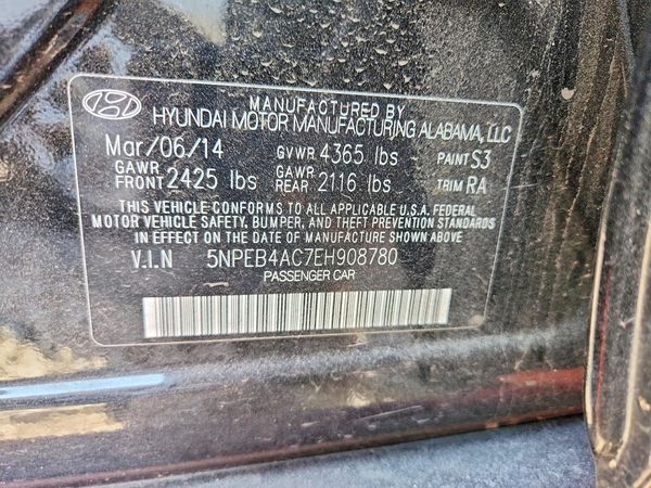 2014 HYUNDAI SONATA GLS/ GLS Popular — VINS