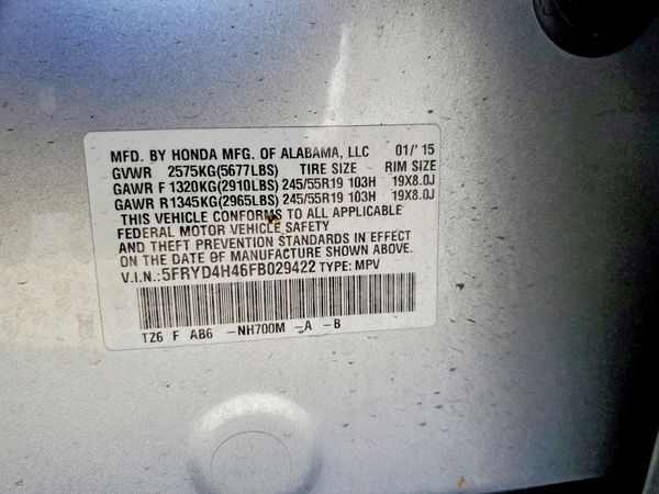 2015 ACURA MDX SH-AWD Tech — VINS