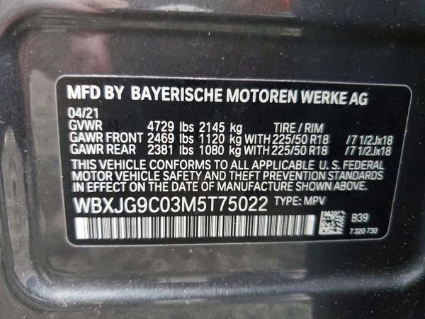 2021 BMW X1 xDrive28i — VINS