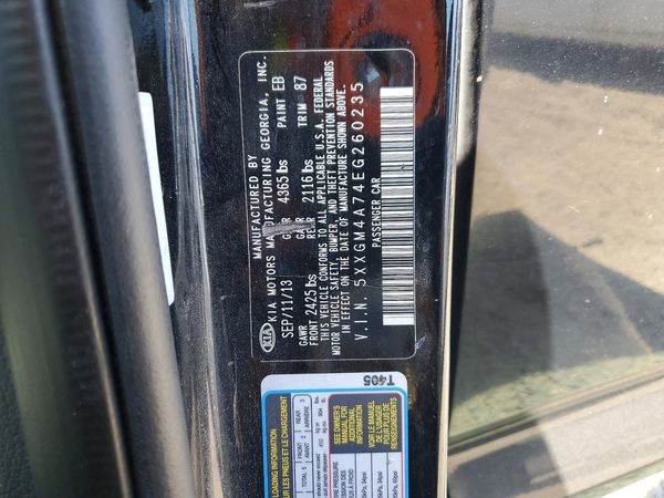 2014 KIA OPTIMA 2.4 LX STD/Conv — VINS