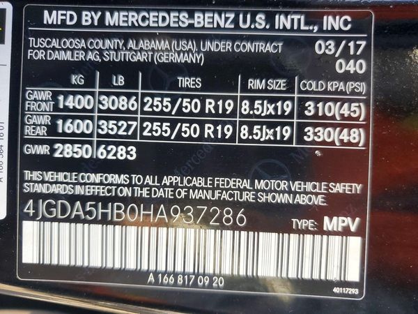 2017 MERCEDES-BENZ GLE GLE350 — VINS