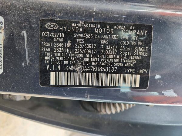 2019 HYUNDAI TUCSON SE — VINS