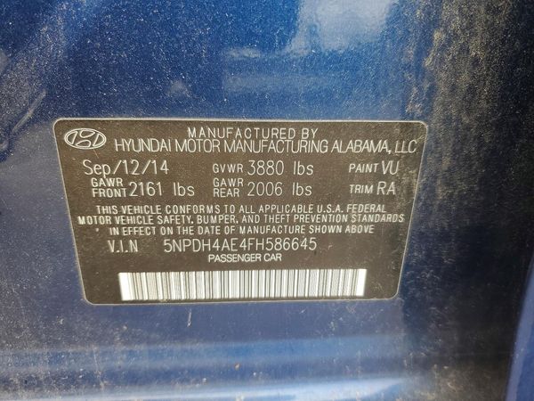2015 HYUNDAI ELANTRA GLS(Middle) — VINS