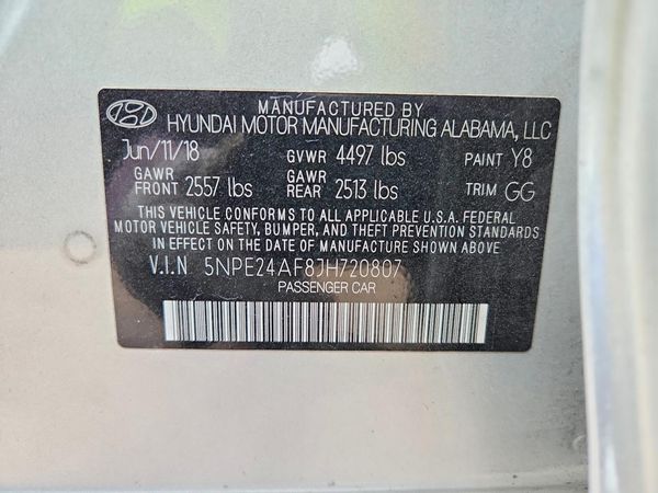 2018 HYUNDAI SONATA SE, Eco — VINS