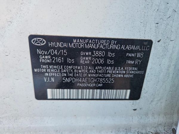 2016 HYUNDAI ELANTRA — VINS