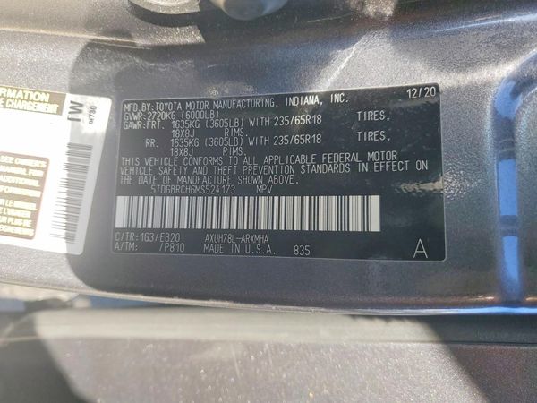 2021 TOYOTA HIGHLANDER XLE — VINS