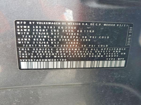 2021 VOLKSWAGEN TIGUAN SE, SE R-Line Black, SEL — VINS