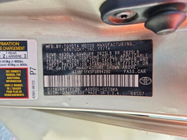 2015 TOYOTA CAMRY — VINS