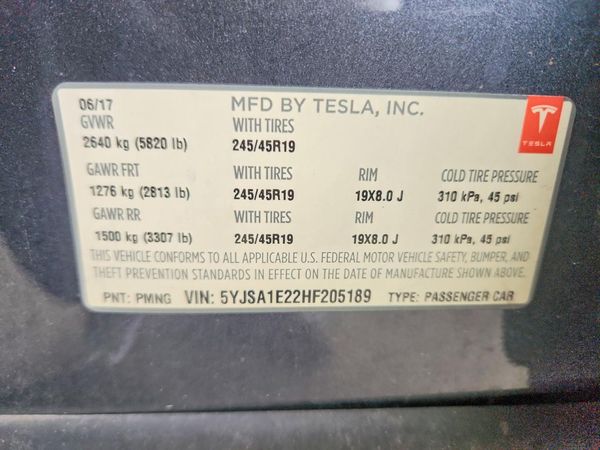 2017 TESLA MODEL S — VINS