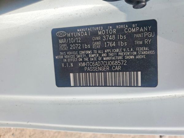2012 HYUNDAI VELOSTER GLS(Middle grade) — VINS