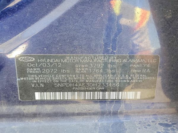 2013 HYUNDAI ELANTRA — VINS