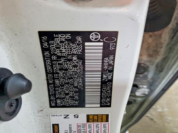 2016 TOYOTA PRIUS — VINS