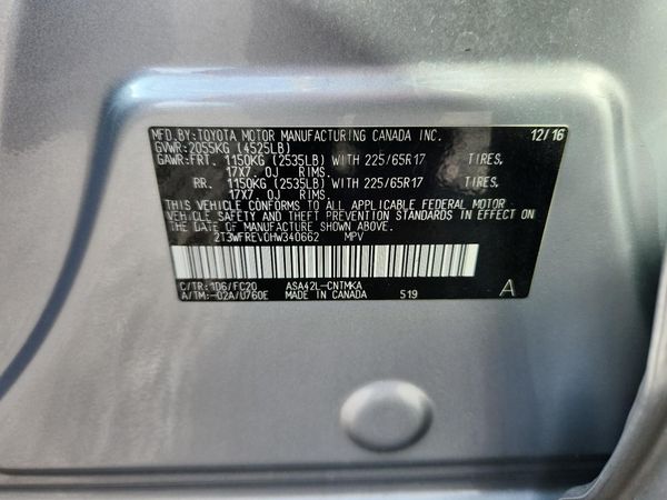 2017 TOYOTA RAV4 XLE — VINS