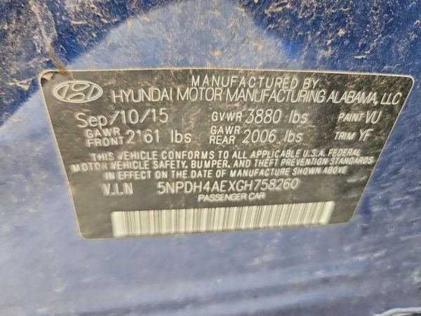 2016 HYUNDAI ELANTRA — VINS