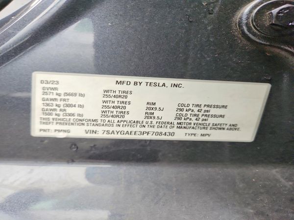2023 TESLA MODEL Y — VINS