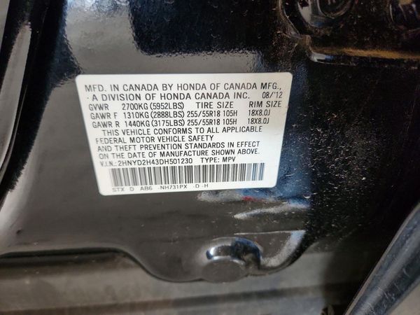 2013 ACURA MDX Tech Ent. — VINS