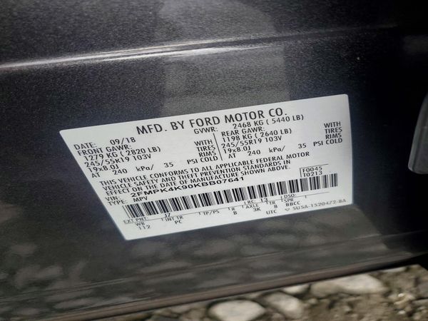 2019 FORD EDGE Titanium — VINS
