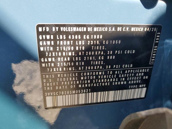 2025 VOLKSWAGEN TAOS SE — VINS