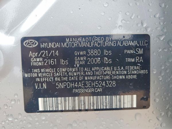 2014 HYUNDAI ELANTRA GLS(Middle) — VINS