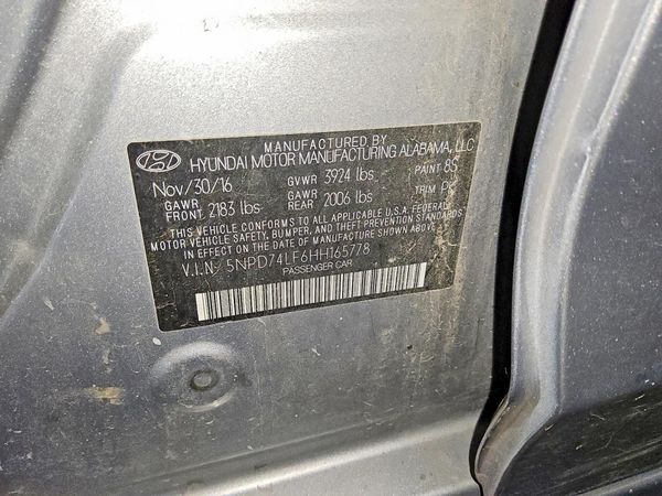 2017 HYUNDAI ELANTRA SE Base — VINS