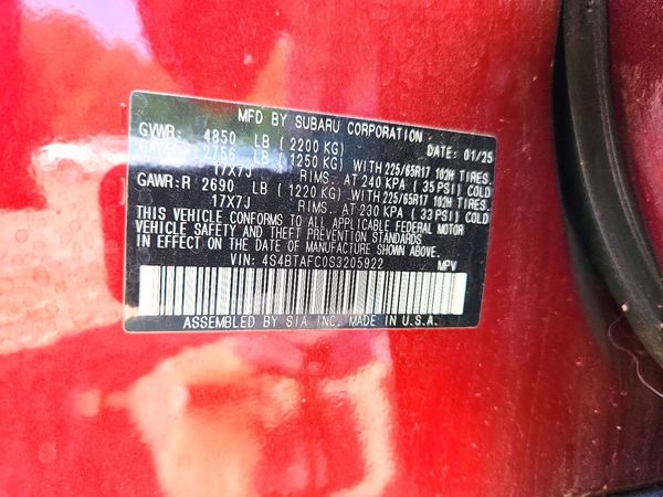 2025 SUBARU OUTBACK Premium — VINS