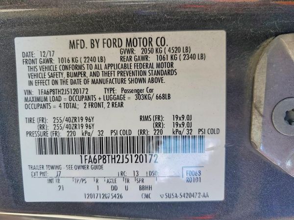 2018 FORD MUSTANG I4 Coupe — VINS