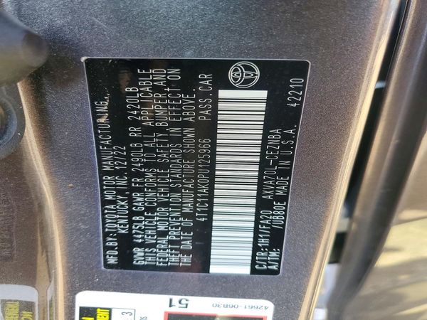 2023 TOYOTA CAMRY LE — VINS