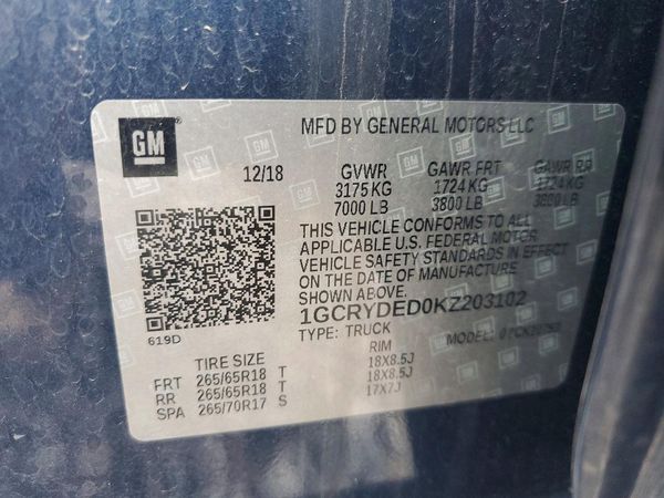 2019 CHEVROLET SILVERADO LT — VINS