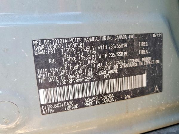 2021 TOYOTA RAV4 XLE Premium — VINS