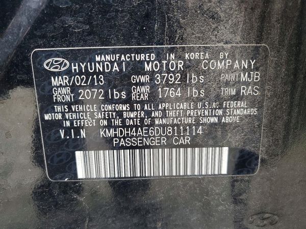 2013 HYUNDAI ELANTRA — VINS