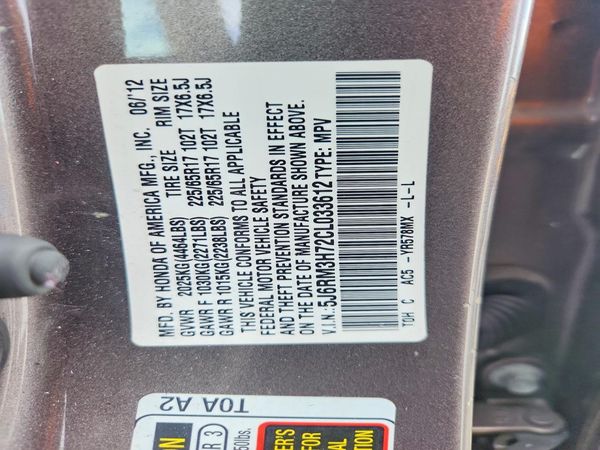 2012 HONDA CRV EX-L — VINS
