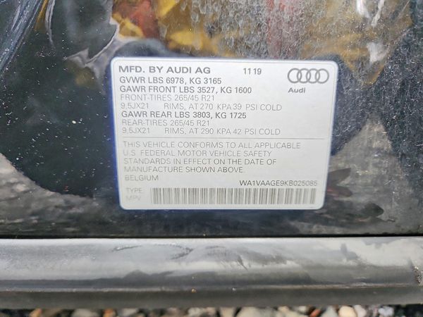 2019 AUDI E-TRON e-tron quattro Prestige — VINS