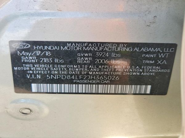 2018 HYUNDAI ELANTRA — VINS